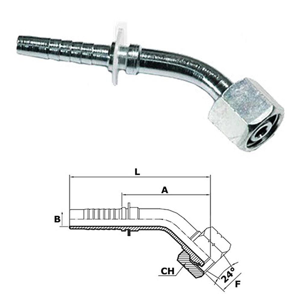 Female connector 45° bend - DKOS 24° cone heavy duty