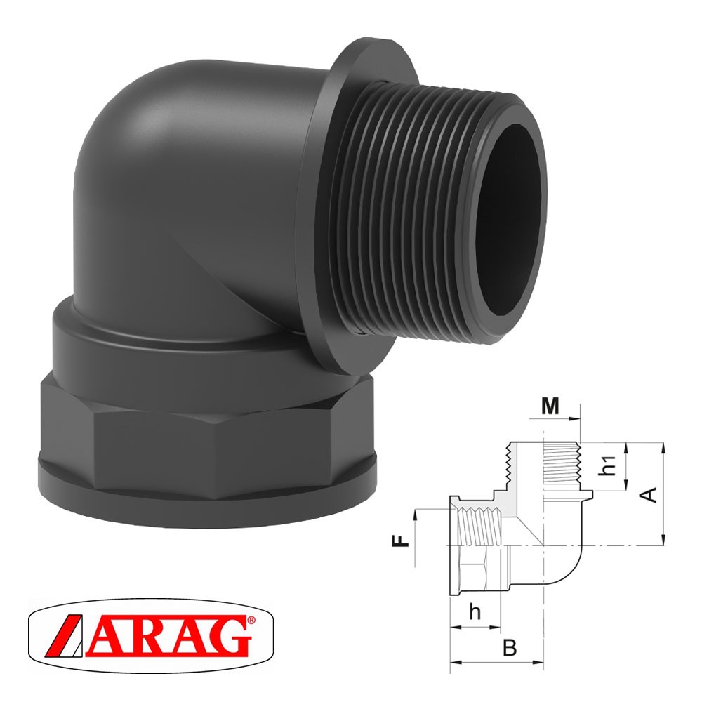 90° curved male/female fitting