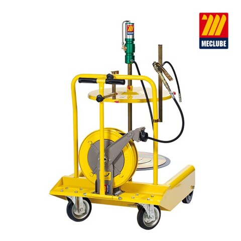 GRAISSEUR DE PNEU CARR. À GRAISSE COMPLET 60:1 180-220 KG. AVEC ENROULEUR DE TUYAU